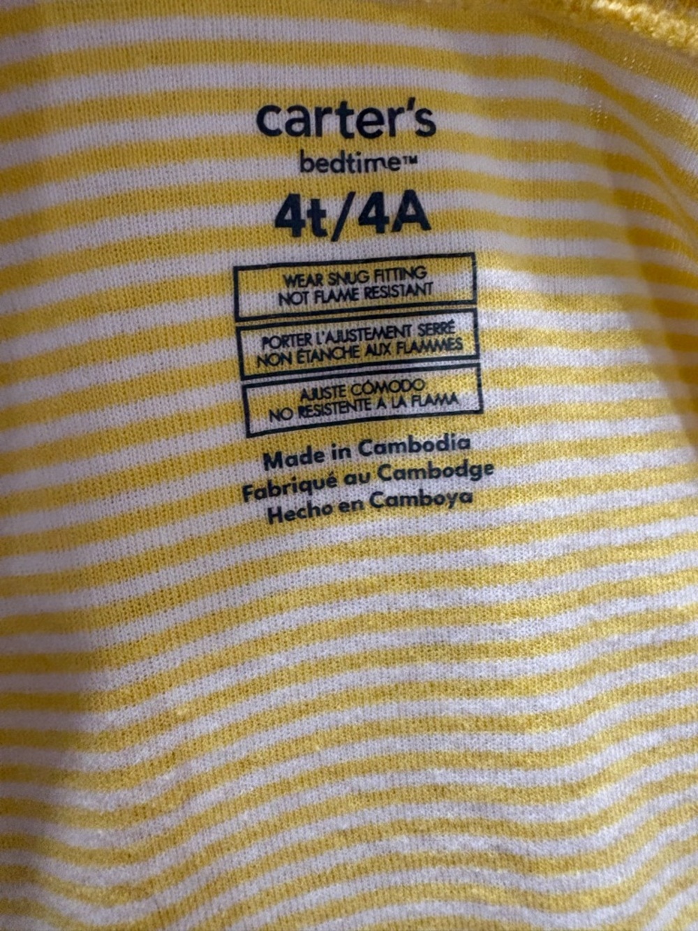 Carter’s Girls Footed Pajamas 4T Lemon Yellow Stripe Zip Sleepers Bundle 2pc - Picture 3 of 4